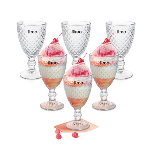 Image of Treo by Milton Astoria Goblet 300 ml I Tall Dessert Bowls with Wide Mouth for Easy scooping Ideal for Serving Sundaes ice Cream or Layered Desserts I for cafes, Parties, or Treats at Home I Set of 6