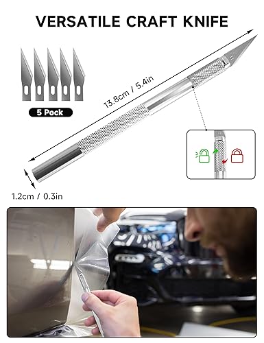 GISSVOGEEK 6 Pcs Window Tint Tools Kit, Window Tint Film for Cars, Window Film Application Kit Include Spray Bottle, Felt Squeegee, Carving Knife, Vinyl Cutter, Vinyl Squeegee for Car Wrapping