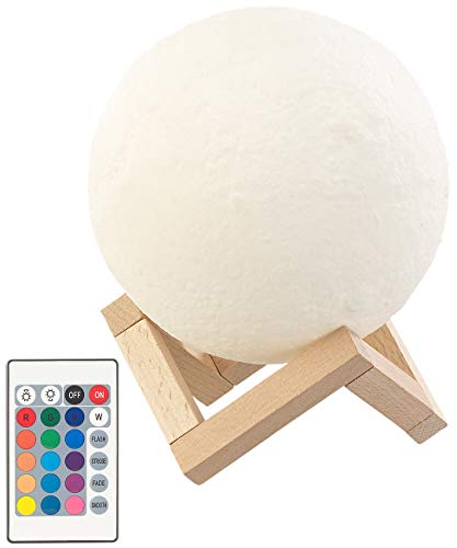 Lunartec Mondleuchte: Deko-Mond-Leuchte mit LED, Touch-/Fernbedienung, Akku, 16 Farben,Ø15cm (Mondlicht Lampe, LED Mondleuchte, Kugel)