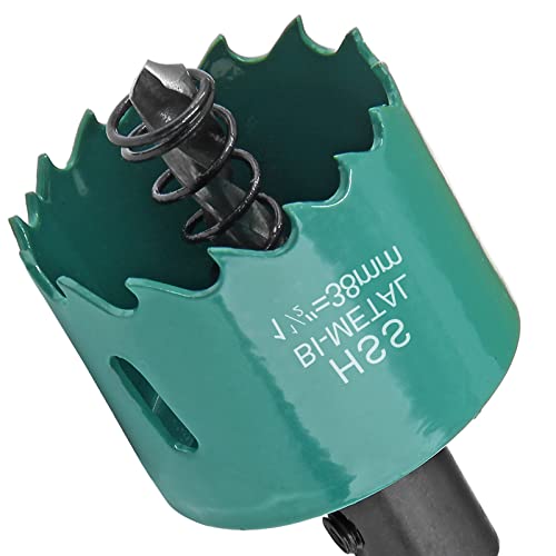 Image of 1-1 /2 Inch / 38mm Hole Saw with Arbor, 1.5 Inch Hole Saw HSS Bi-Metal Hole Cutter Smoothly Cutting in Cornhole Boards, Plastic, Wood, Fiberboard, Drywall