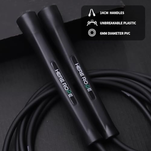 Hererope 6MM PVC Jump Rope for Men & Women Fitness, Speed, Tricks, Cardio Training, Boxing Jump Rope with Unbreakable Handles and Non-Kinking Skipping Rope, Adjustable Jumprope for Indoor Outdoor - Image 3