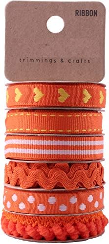 Orange Ribbon Assorted Hair Ribbons - Orange & White Grosgrain Craft Ribbons for Bows - Fall Ribbon Bundle image 3