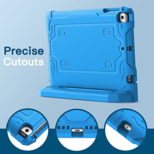 JETech Kids Case for iPad 9.7-Inch (6th/5th Generation, 2018/2017 Model) with Built-in Screen Protector, Shockproof Full-Body Handle Stand Tablet Protective Cover (Blue)