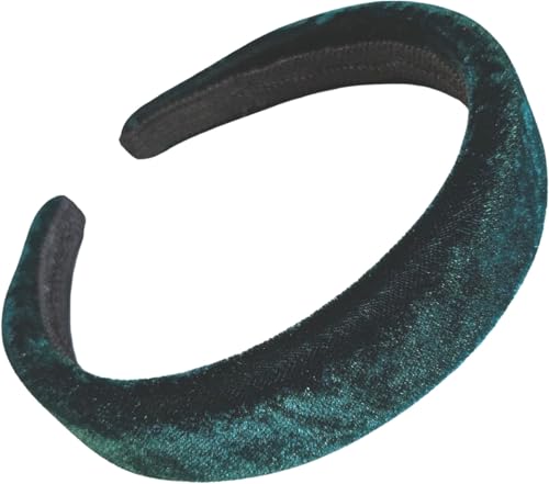 2.5cm Bottle Green Lightly Padded Plush Short Pile Velvet Headband Alice Band Hair Band for Women Girls by Glitz4Girlz