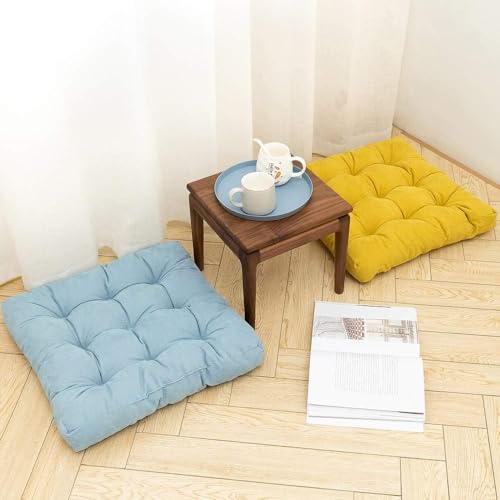 Image of Floor Pillow, Square Meditation Pillow for Seating on Floor Solid Thick Tufted Seat Cushion Meditation Cushion for Yoga Living Room Sofa Balcony Outdoor