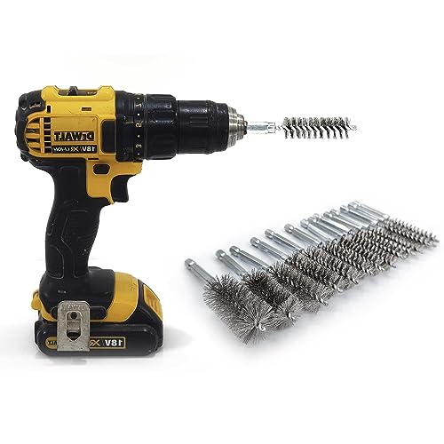 Image of 14Pcs Stainless Steel Wire Bore Brush for Power Drill Cleaning 5 /16 inch-1 inch | Stainless Steel Copper Pipe Cleaner Set,Abrasive Drill Wire Brush with 1 /4 inch Hex Shank,Wire Brush Drill Attachment