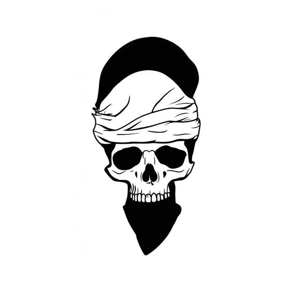 Edgy Skull with Headscarf Sticker Waterproof Vinyl Decal for Car Laptop Phone Decor