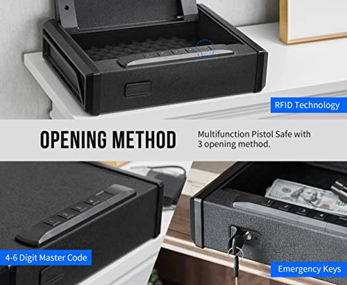 Rpnb Gun Safe, Rfid Gun Safe For Pistols, Quick Access Handgun Safe For Home #TOP2