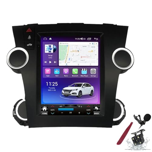 Autoradio Android 15 pour Toyota Highlander 2007-2013 avec écran tactile QLED 9,7 pouces