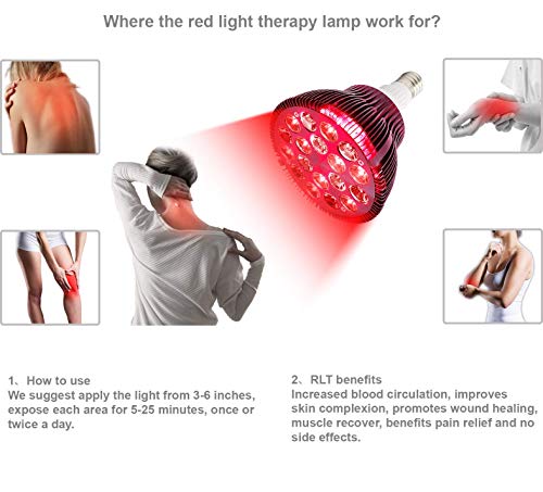 Image of Red Light Therapy Lamp with Light Socket for Home Use, Facial Light Therapy 660nm & 850nm 18 LEDs Near Infrared Light Therapy Devices for Face, Skin Health and Pain Relief