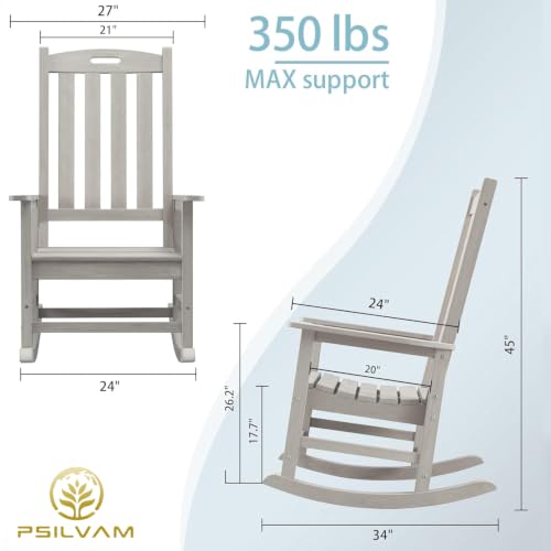 Image of Psilvam Outdoor Rocking Chairs Set of 2, Oversized Porch Rocker (Gray)