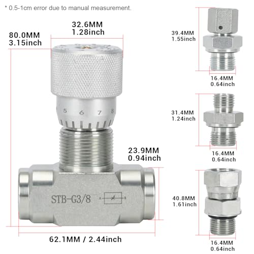 Image of STB-G3 /8 3 /8 inch L08 Hydraulic Flow Control Valve Compatible with 1-2 Ton Mini Excavator, Bidirectional Restrictor Valve 5 Pcs