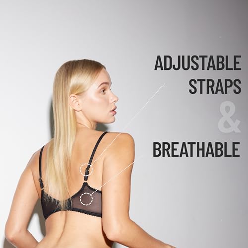 Faye Women's Sexy Lace Bra Balconette Sheer Unlined Demi Bras with Underwire & Adjustable Straps Black4