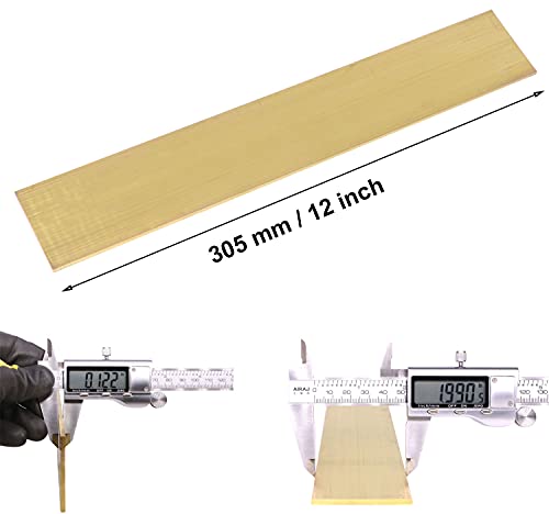 1/8" X 2" C360 Brass Flat Bar 12" Long Solid .118" Plate Mill Stock Solid Brass #TOP1
