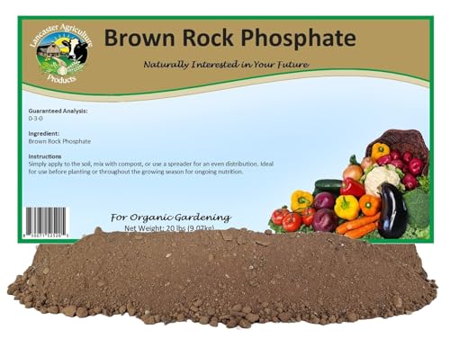 Brown Rock Phosphate 20 Pounds for Vegetable Gardens, Lawns, and Orchards. - Enhances Soil Quality and Supports Vigorous Plant Growth - Lancaster Agriculture Products