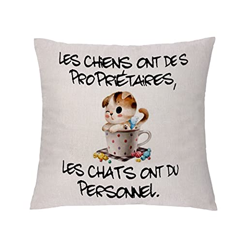 Drôle Housse de Coussin Chat Chien Amoureux des Animaux de Compagnie Taies d'oreiller Inspirantes Cadeau d'anniversaire Canapé Voiture Maison Salon Décorations Mignon Chien Chat Impression (Typer 3)
