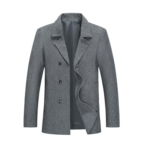 Allthemen Abrigo para Hombre Chaqueta Larga Slim Fit Abrigo De Lana De Invierno Abrigo De Transición Grueso para Hombre Azul S