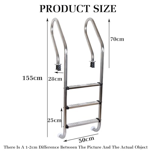 Escalera para piscina de acero inoxidable con 3 peldaños miniatura 2