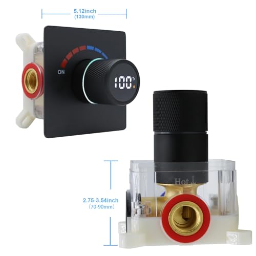 Sistema de ducha con cabezal digital de 6 pulgadas y válvula (negro mate) miniatura 4