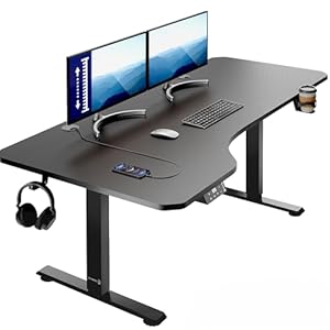 Casaria® Höhenverstellbarer Schreibtisch 160×75 cm elektrisch mit Kopfhörerhalter Tassenhalter Modern Büro Gaming PC Computer Tisch Schwarz Carbon-Optik