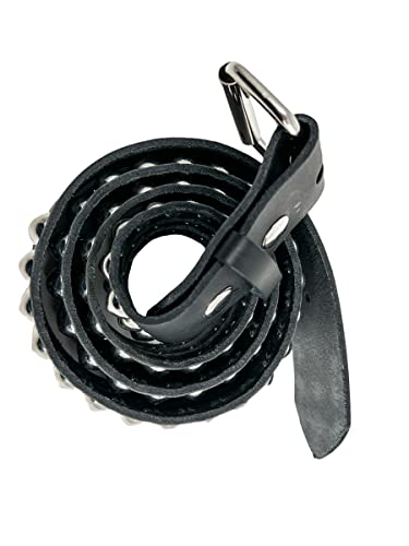 Three Row 1/2" Conical Stud Belt Made In USA Genuine Leather Punk Goth Thrash Metal3