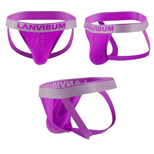 Men's Performance Nylon Jockstrap 3-Pack Breathable Dual-Strap Underwear with Pouch & Moisture-Wicking Mesh4