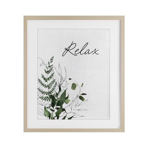Affiche encadrée Relax Ferns pour salon et bureau, cadre bouleau sous verre Stupell