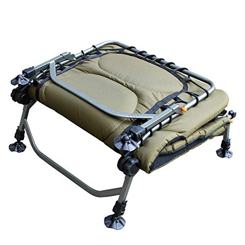 KMS CARPZILLA Outdoor Portable Carp Fishing Bed Chair Bedchair Camping 600D Oxford Heavy Duty 8 Adjustable Legs Pillow Dark Green FB-022 - Image 5
