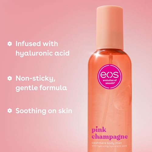 eos Cashmere Body Mist, Pink Champagne, body spray for women, hair mist, moisturizing, hyaluronic acid, glycerin, vegan, cruelty-free, 6 fl oz — view 5