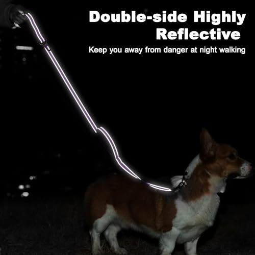 6 Foot Purple Dog Leashes for Large Medium and Small Breed Dogs That Pull,Reflective Nylon Heavy Duty Dog Leash with 2 Comfortable Padded Traffic Handles and Car Seat Belt for Walking and Training by Tpotato - Image 4