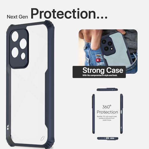 Image of Outlouders Back Cover for Honor 200 Lite 5G | Ultra Hybrid Transparent | Full Camera Protection | Raised Edge | Crystal Clear Bumper Case (Blue)