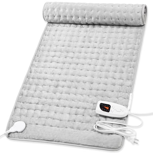 Image of Deepsoon Heating Pad,Electric Heating Pads for Back,Neck,Moist Heating Pad for Abdomen Shoulder Knee Legs,Dry /Moist Heat&Auto Shut Off,Mother's Day Birthday for Men and Women,Light Gray,40x20 Inch