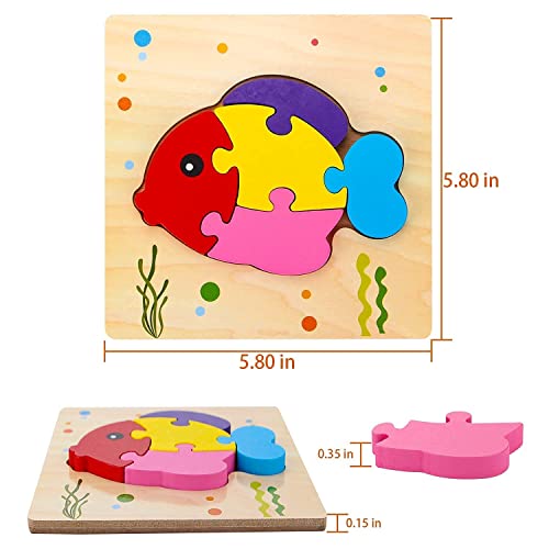 Skyfield Wooden Animal Puzzles & Shape Puzzles Gifts Toys For Boys Girls 3 4 5 6 Years Old, Color& Shape Educational Montessori Toys For Toddler Kids, Great Christmas Gift & Birthday Gift #TOP4