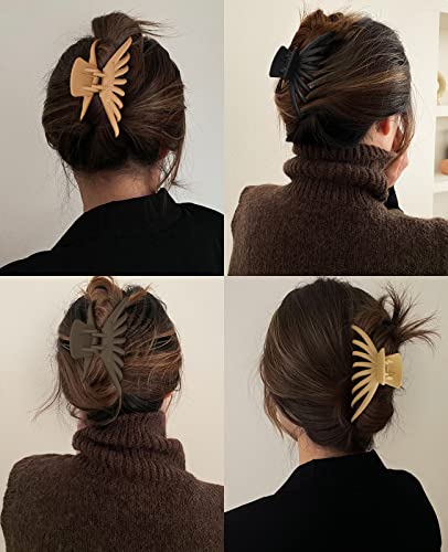 Opaul Hair Clips For Women - Matte Nonslip Large Hair Claw Clips For Thick And Thin Hair, 4.7" Strong Hold Big Hair Clips Neutral Hair Styling Accessories Christmas Gifts For Women Girls (4 Pack) #TOP1