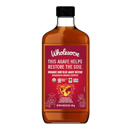 Wholesome Sweeteners 44-Ounce Organic Raw Blue Agave Nectar, Fair Trade, 100% Pure, Non GMO, Gluten Free & Vegan, 1 Pack