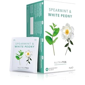 Nutra Tea – Spearmint & White Peony – Spearmint Tea, PCOS Tea – For Digestion, Women’s Health & Acne – 20 Individually Wrapped Bags – Herbal Infusion (1 Pack)