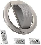 Lamicall Magnetic Phone Ring Holder - [Soft Silicone Loop] Vertical-Friendly Magnetic Phone Stand, Magnet Finger Ring Stand, Cellphone Grip for iPhone 17/16/15/14, Pro, Pro Max, Air, Titanium Color
