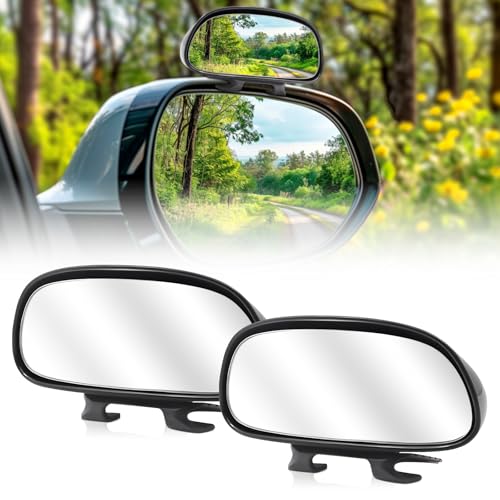 Blind Spot Mirror Adjustable 360 Degree Car Side Mirror, HD Glass Rear View Mirror Exterior Accessories for Car SUV Frame Thickness Less than 5MM (2 x Style 7)