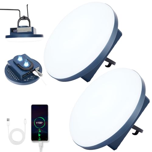 12000mAh 5000LM Camping Lights 2Pack, 42W Tent Light Rechargeable, Flashlight Portable, LED Camping Lantern, Canopy Lights Outdoor, Lanterns for Power Outages, Waterproof Emergency Gear for Hurricane