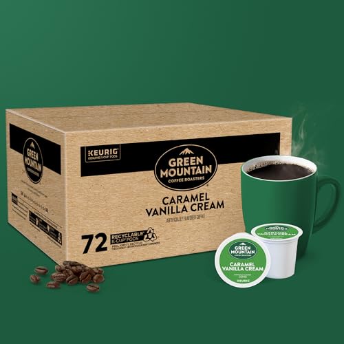 Green Mountain Coffee Roasters Caramel Vanilla Cream Keurig Single-Serve K-Cup pods, Light Roast Coffee, 72 Count