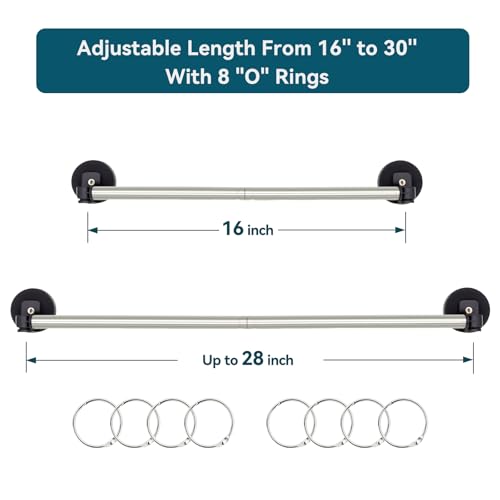 Magnetic Curtain Rods for Metal Doors - 16\"-30\" Adjustable Length Magnetic Rod for Classroom Whiteboard, Multiple Usage Magnetic Rod - 2 Pack with 8 O-Rings