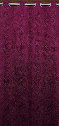 Image of Fabrilia Velvet Eyelet Window Curtain 5 feet Long for Living Room /Bedroom, Wine, Pack of 1 Piece