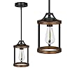 EDISHINE Farmhouse Pendant Light, Metal Hanging Light Fixture with Wooden Grain Finish, 48 Inch Adjustable Pipes for Flat and Slop Ceiling, Kitchen Island, Bedroom, Dining Hall, E26 Base, ETL Listed