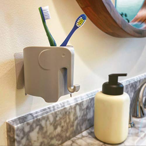 Canette Elephant Toothbrush Holder - Cute Organizer For Your Bathroom! Perfect Toothbrush Holder For Children, Helps Kids Love Brushing Teeth! (Grey) #TOP4