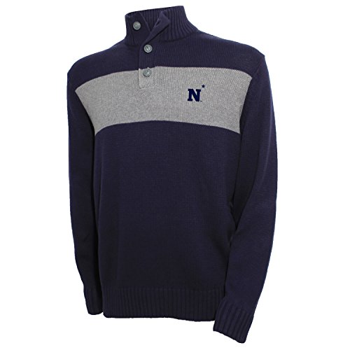 NCAA Navy Midshipmen Men's Chest Stripe Sweater, Medium, Navy/Ash