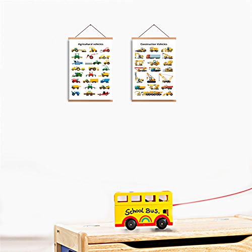Chditb Construction Vehicle Theme Art Prints,Kids Room Magnetic Natural Wood Hanger Frame Poster,Canvas Painting Typology Excavator 28X45Cm Wall Hanging Unique Symbols Transportation For Nursery Decor #TOP3