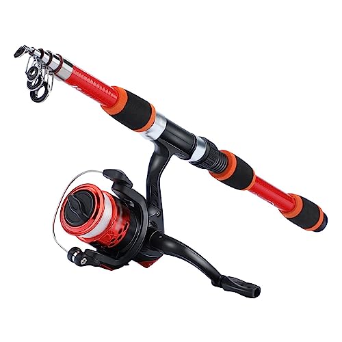 Caña de pescar telescópica con carrete 5.2:1 kit completo de pesca 1.8M