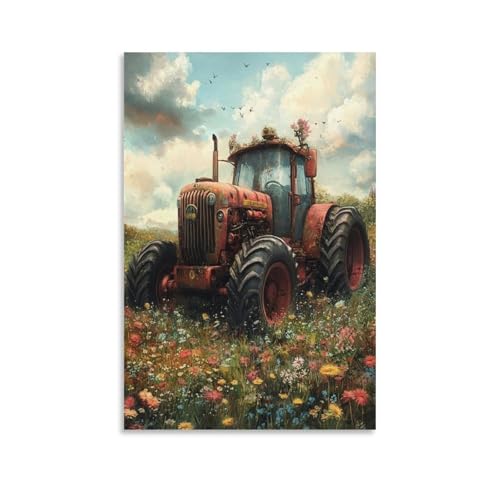 Tracteur murale décoration salon pour une ambiance champêtre et moderne 50x75cm