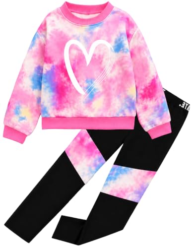 Image of Girls 2 Piece Outfits Kids Clothes Sets Sweatsuit Tracksuit Jogger Print Long Sleeve Sweatshirts Sweatpants 4-13Y