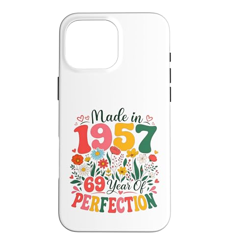 69 Year Old Made in 1957 Retro Floral 69th Birthday Women �X�}�z�P�[�X iPhone 16 Pro Max �p